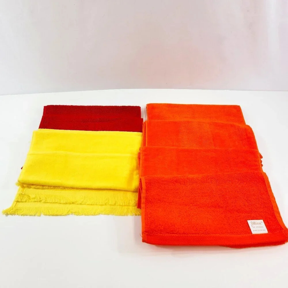 Vintage Hand Towels Utica JP Stevens Orange Red Yellow